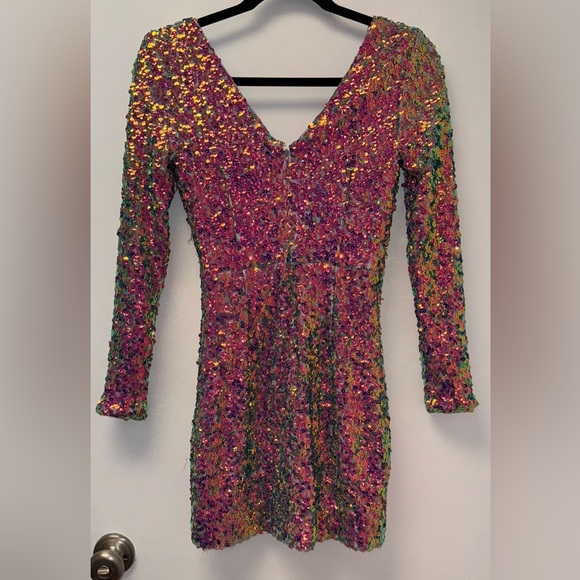 NWOT Dress The Population Danica Sequin Long Sleeve Body-Con Minidress Sz XS - Picture 5 of 7
